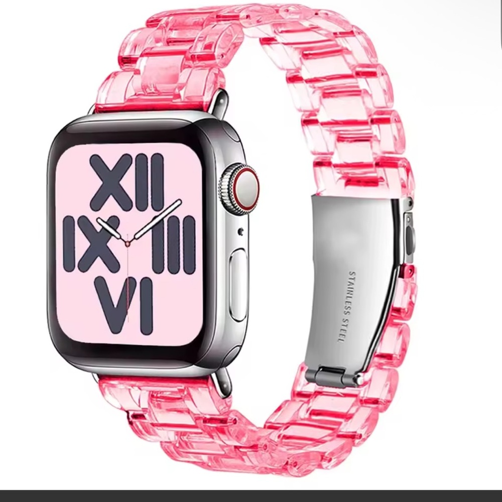 Pink Clear Transparent apple iwatch watch band